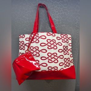 Estée Lauder Red and white tote bag no tags but new never used
